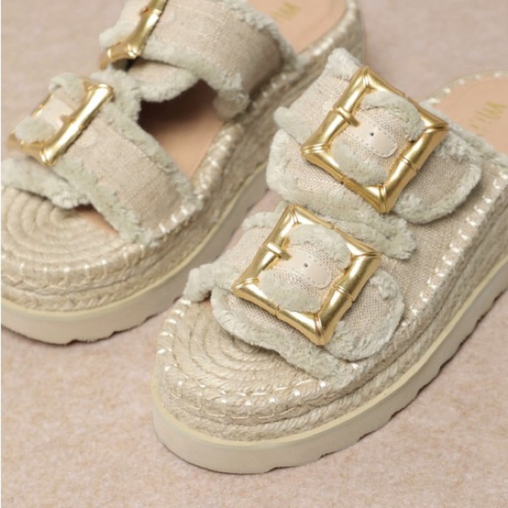 Miim Scarlett Women's Beige Espadrille Wedge Heeled Summer Sandals